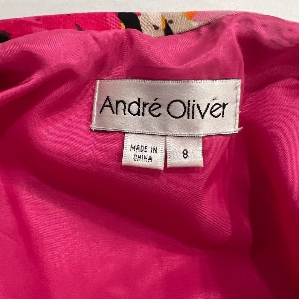 Andre Oliver floral 3/4 sleeves with zipper closure blazer - Picture 9 of 11
